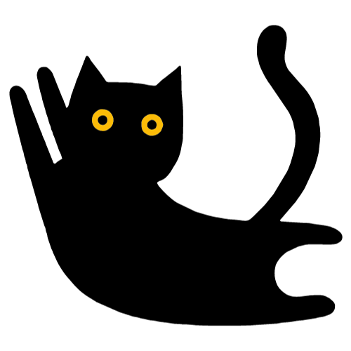 Whimsical black cat with yellow eyes